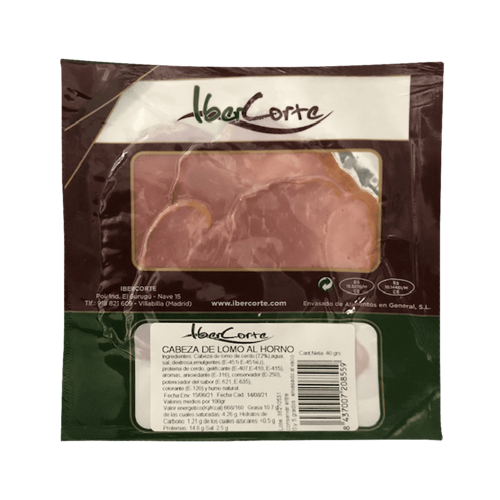 Cabecero lomo al horno envasado al vacío en sobres desde 25 a 80 gramos