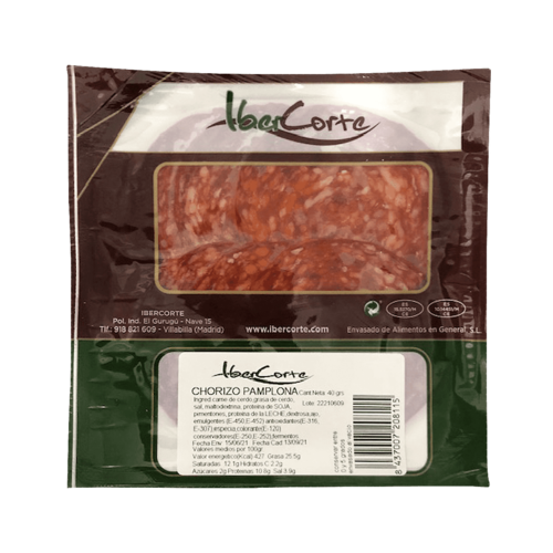 Chorizo pamplona al vacío en sobres desde 25 a 80 gramos