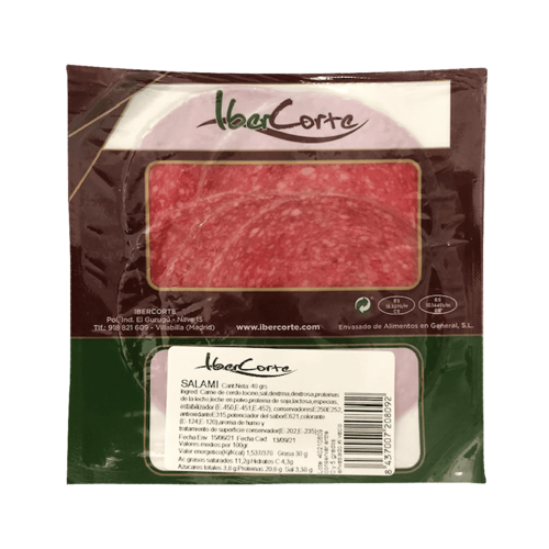 Salami al vacío en sobres desde 25 a 80 gramos
